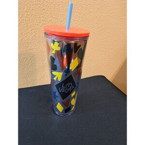 Starbucks Las Vegas Tumbler With Straw 24 Oz Double-Walled BPA-Free Plastic Red